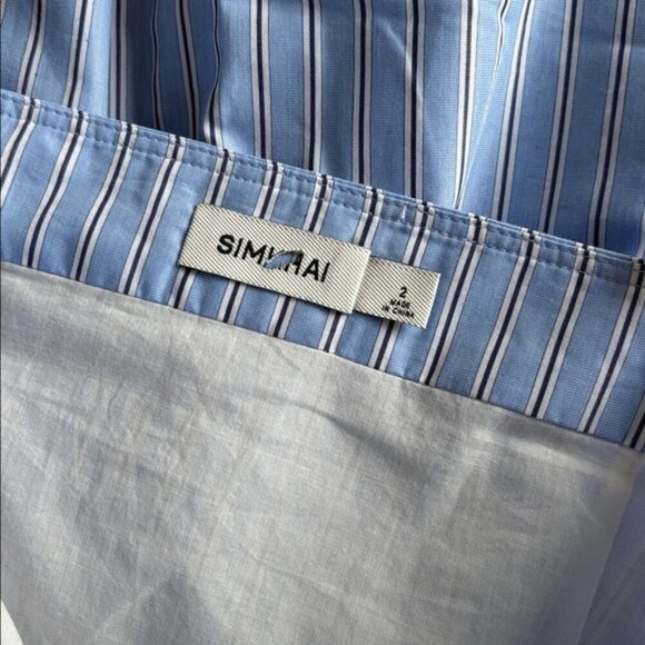 NEW SIMKHAI Kittiya Cotton Midi Dress in Harbour Blue Stripe | US 2 UK 6 - Picture 14 of 14